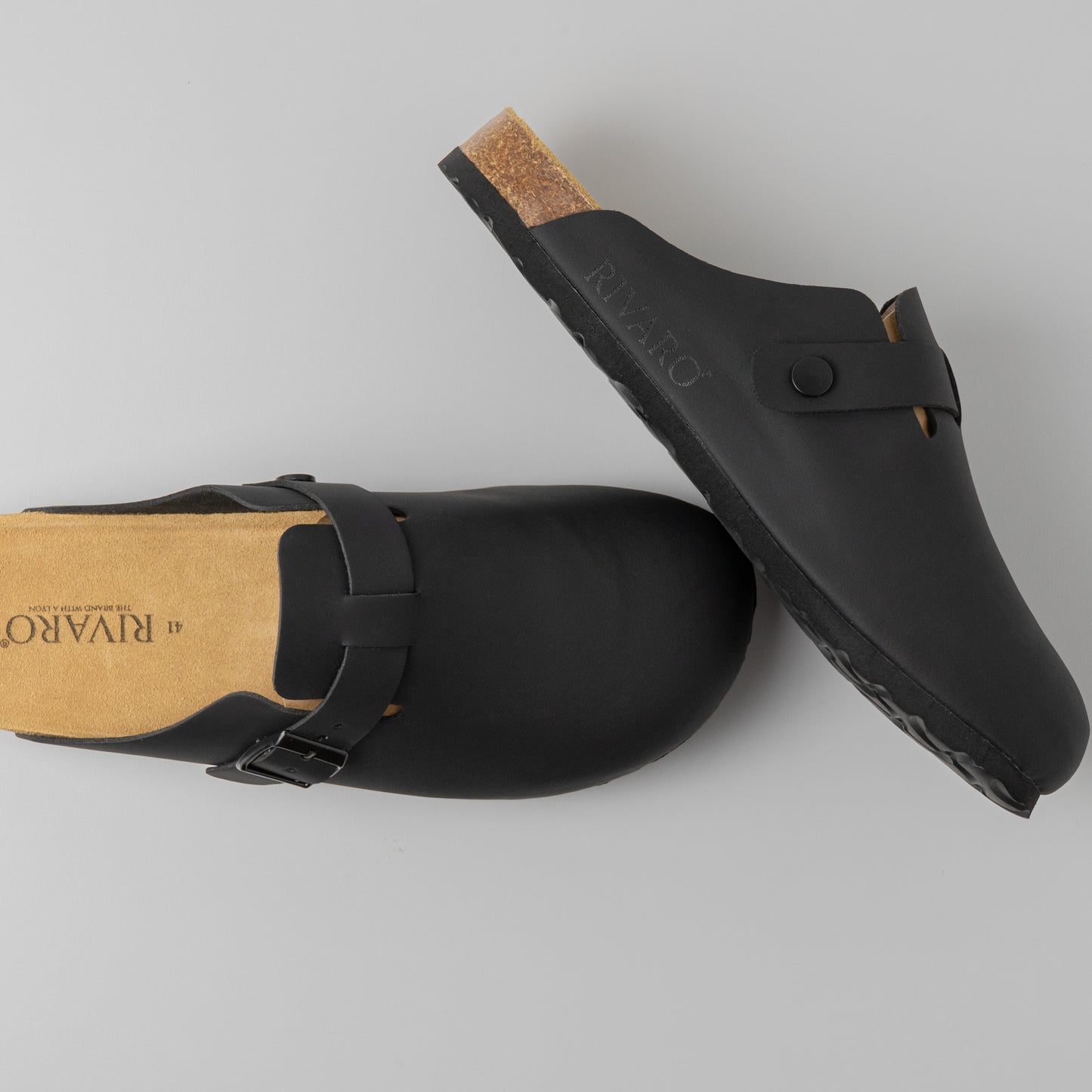 Milano Oiled Leather Clogs - Black