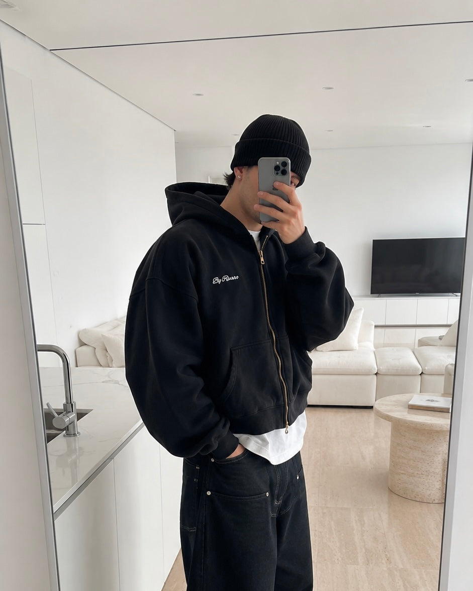 HOODIE BOXY ZIP BLACK