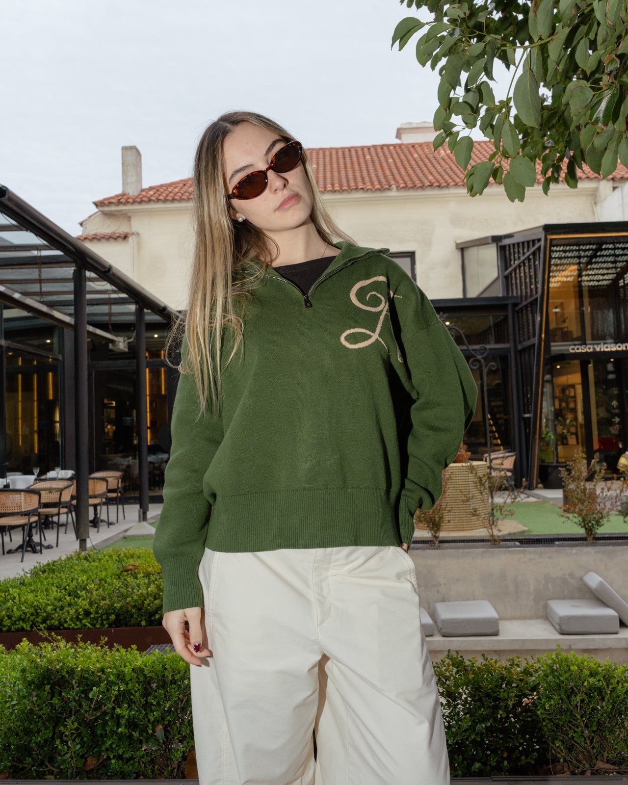 Sweater Tejido 100% Algodón Dark Green